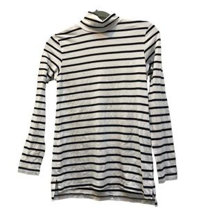 ORVIS black white French Breton Nautical Stripe cotton knit turtleneck X…